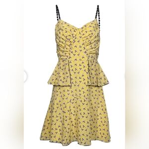 Anna Sui - Yellow & Black Print Sleeveless Dress Sz 8